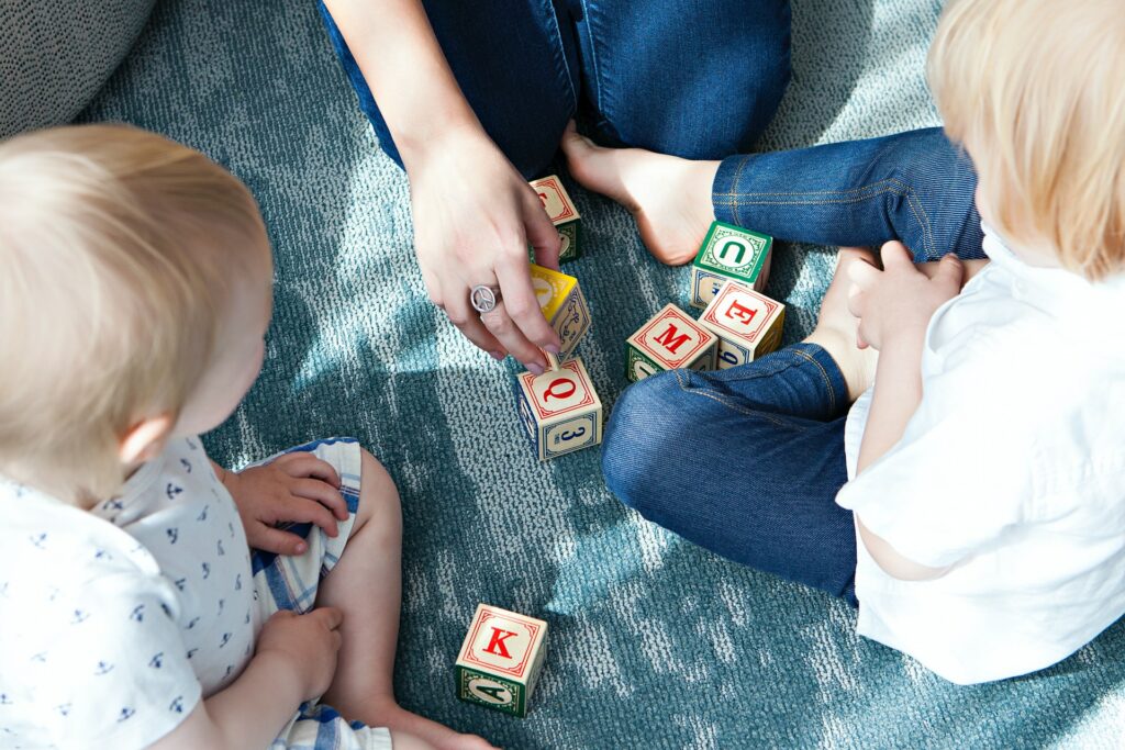 children playing with blocks